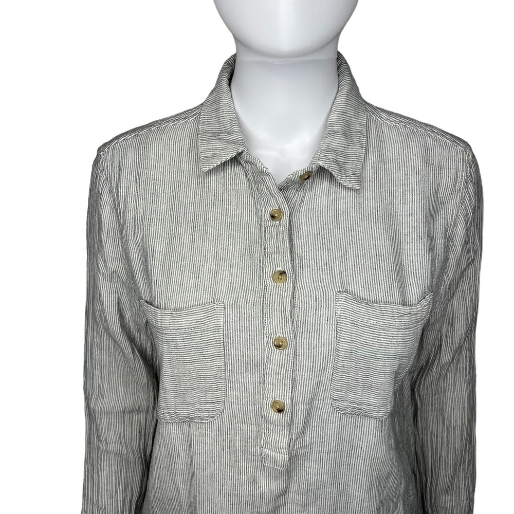 Marine Layer Stripe Quarter Button Up Long Sleeve L - Picture 2 of 6